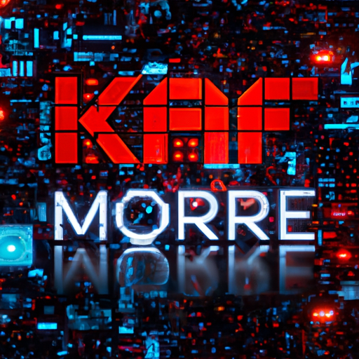 The image would feature the logos of AMD and KT, with the title "Moreh" displayed prominently in the center. The background would showcase a futuristic AI technology theme, with abstract circuit patterns and glowing lights representing the power and sophistication of the AI software being developed.