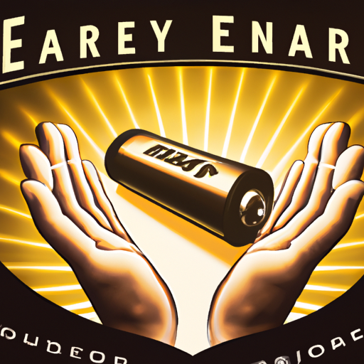 The image would feature a pair of hands tightly gripping a vintage battery, representing the 50-year-old battery technology. The hands would be surrounded by beams or rays of light, symbolizing the revival and rejuvenation of the technology. In the background, there would be a faint outline of an illuminated dollar sign, symbolizing the $8M seed round funding.