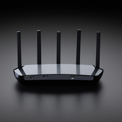 The image would show a sleek, modern Wi-Fi router surrounded by seven interconnected nodes. The nodes would be evenly distributed around the main router, forming a mesh network. The nodes would have a simple, minimalist design with small LED lights indicating connectivity.