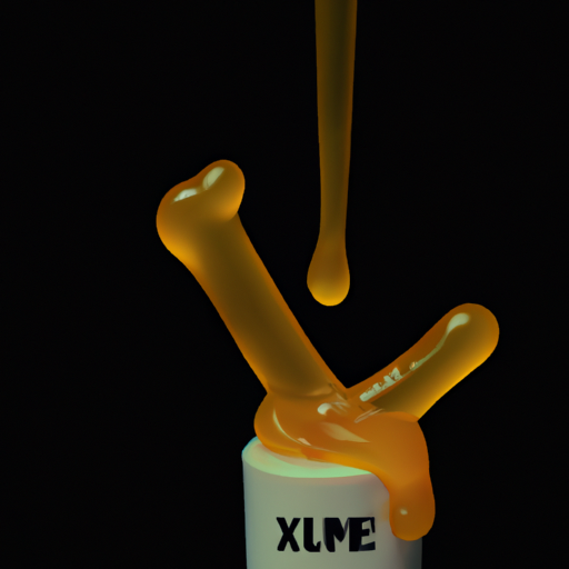 The image would show a sticky substance, like glue or honey, being poured into a container. The substance is in the shape of the letter X, as a representation of the title.
