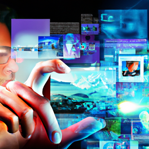 The image would feature a modern desktop computer screen displaying a vibrant and diverse collection of stock photos. A person's hand, holding a stylus or mouse, would be shown making precise edits to one of the photos, demonstrating the process of editing and customization. The colorful and dynamic edits would visually convey the versatility and endless possibilities of Shutterstock's stock photo library.