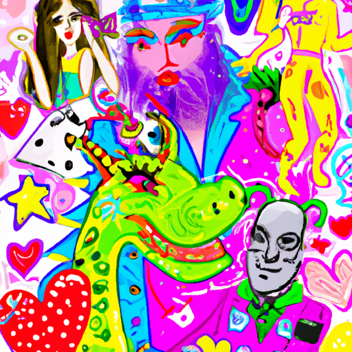 The image would feature a vibrant and colorful collage of Lisa Frank-style elements, like cute, cartoonish animals and bright, neon colors. At the center of the image, there would be a modern and glamorous Frankenstein monster in a stylish outfit, interacting with a similarly fashionable love interest. The overall tone of the image would be fun, whimsical, and full of excitement, giving a hint of the romance and monster-filled adventure that awaits in Lisa Frankenstein's new trailer.