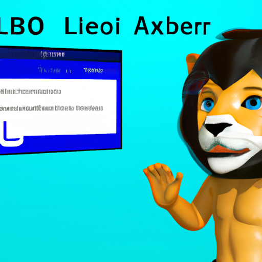 The image would depict a computer desktop screen with the Brave browser open and Leo, the AI assistant, appearing as a small animated character in the corner of the screen. Leo appears cheerful and ready to assist, with speech bubbles or icons indicating that he is available to help desktop users.