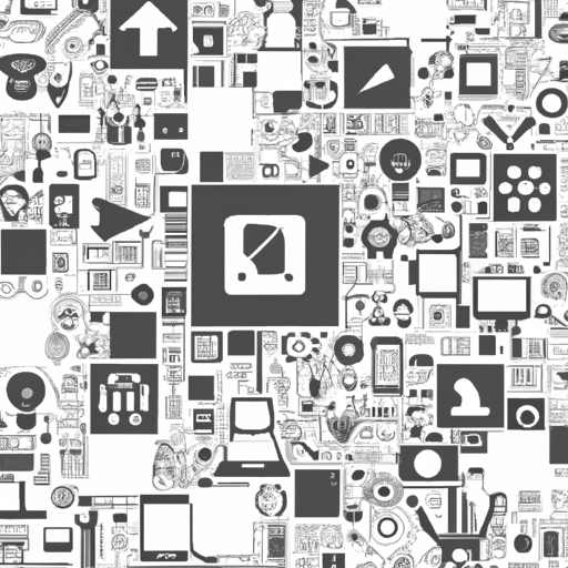 The image would be a collage of different technology-related icons and images, placed in a grid-like pattern. The icons could include a computer screen, a smartphone, a robot, an augmented reality headset, a circuit board, and various other technological symbols. Some icons could be grayed out or crossed out to represent layoffs, while others would remain intact to represent companies still thriving. The image would have an overall sense of organization and information, reflecting the comprehensive nature of the list.