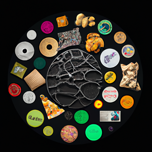The image would feature a circle made up of various retail-related items, such as shopping bags, clothing, electronics, and food packaging. However, there would be broken trust barriers, represented by shattered glass pieces, scattered in various sections of the circle. This visual depiction highlights the challenge of trusting the circular economy in retail.