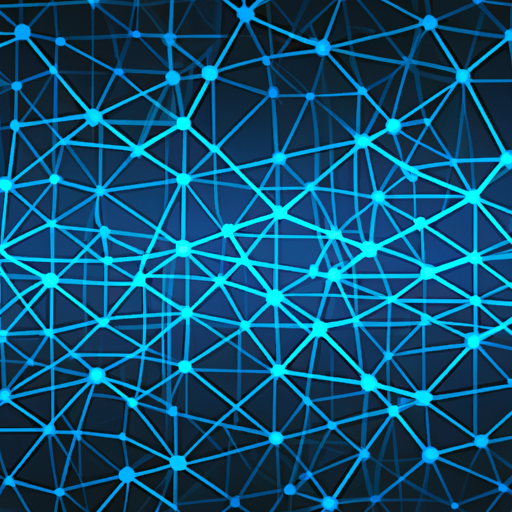 The image would likely feature a stylized representation of interconnected nodes or network points, arranged in a decentralized manner. Each node would have arrows or lines connecting it to several other nodes, symbolizing communication and data exchange. The nodes could be different sizes or colors to imply diversity and variety. Overall, the image would convey the notion of a decentralized communication network and the shift towards a less-permissive open-source license.