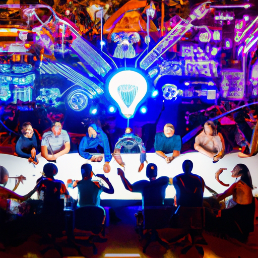 The image would show a group of diverse startup founders sitting around a table, engaged in a discussion. In the center of the table, a holographic projection of an AI algorithm would be visible, with data points and interconnected lines surrounding it. The founders would be gesturing and pointing at the hologram while exchanging ideas and insights, representing their curiosity and need to understand AI for their businesses in the coming years.