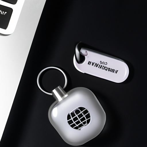 The image would depict a close-up of an Apple AirTag attached to a set of keys or a bag, with a vibrant Cyber Monday sale sticker in the background. The AirTag would be prominently displayed, showcasing its sleek design and compact size.