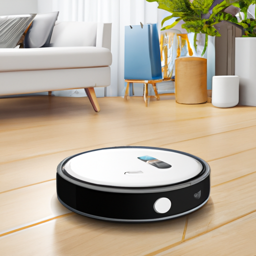 The image would showcase a sleek and modern Roomba robot vacuum in action, with a beautiful and tidy living space as the backdrop. The robot vacuum would be going about its cleaning duties with precision and efficiency, effortlessly gliding across the floor. The image would convey the idea of a high-tech cleaning solution, emphasizing the discounted price for Cyber Monday.