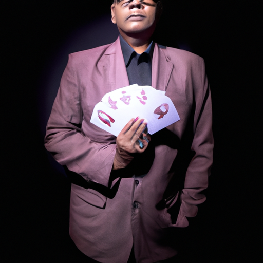 The image would show a person wearing a suit, confidently holding a deck of cards, with each card representing a key aspect of a pitch deck. The person would have a determined expression, ready to present their ideas and captivate the audience.